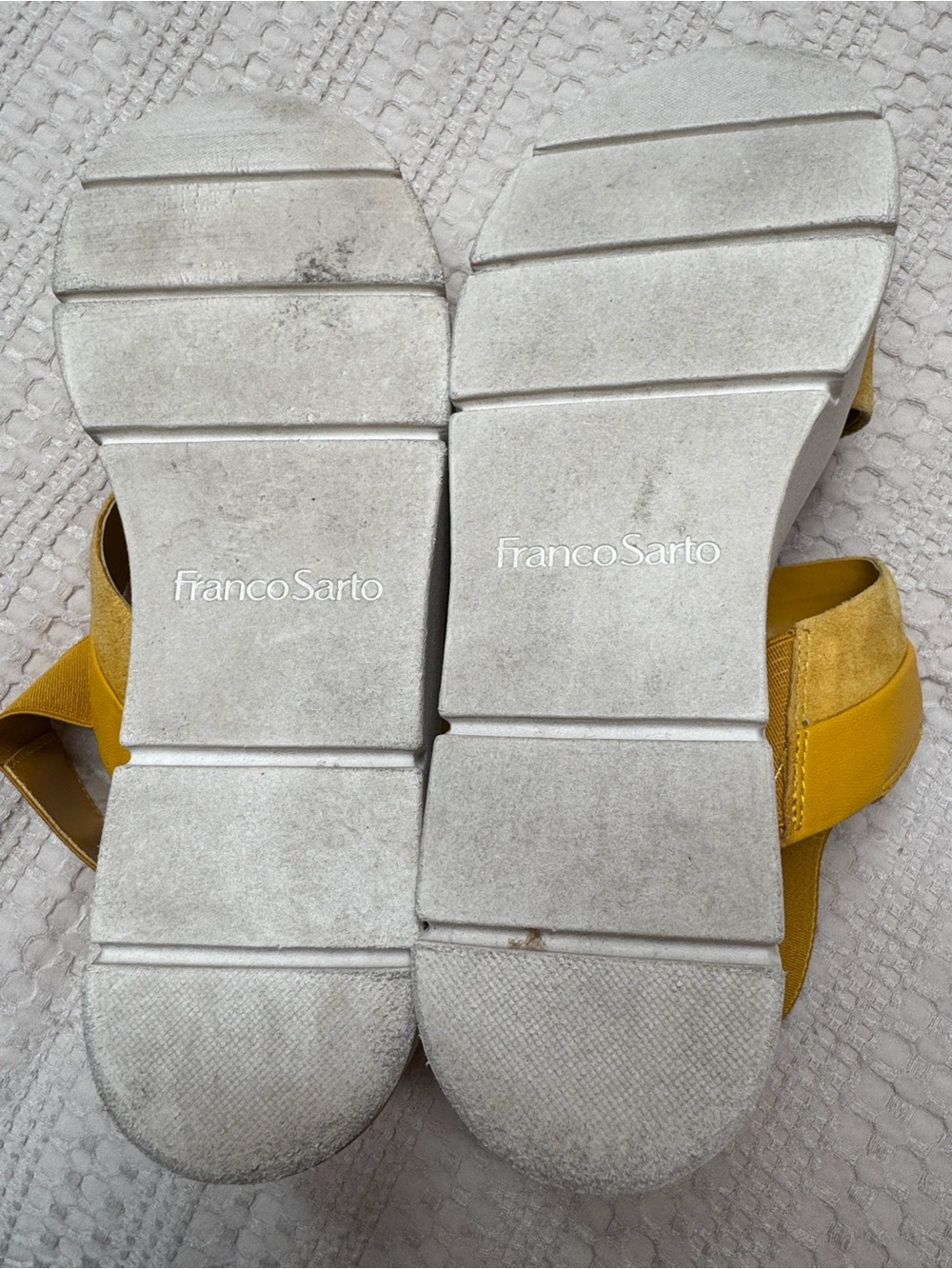 Franco Sarto Yellow Suede Strap Platform Sandals - Picture 7 of 7
